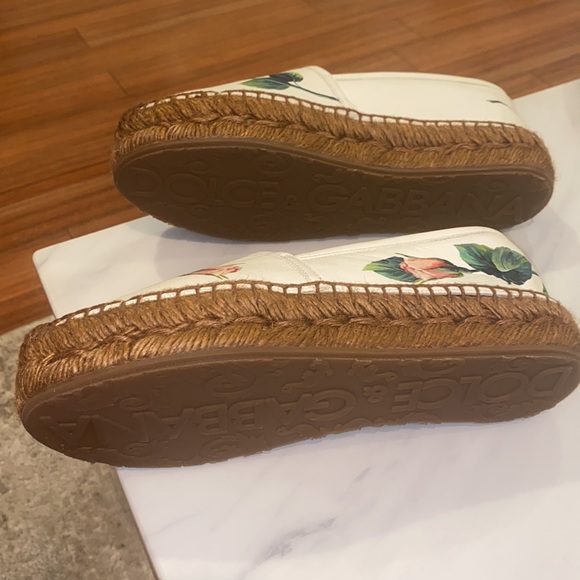 Dolce & Gabbana Leather Tropical Rose Print espadrilles - Picture 4 of 7